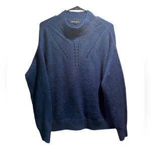 BANANA REPUBLIC Women’s Navy Heathered Mock Neck Sweater Sz XS